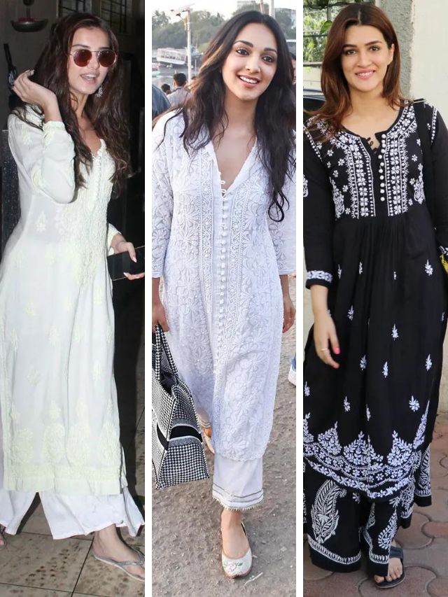 bollywood actress in chikankari kurti